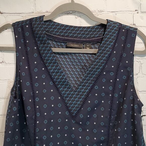 Halogen mixed print polyester sleeveless blouse NWT - Picture 2 of 11